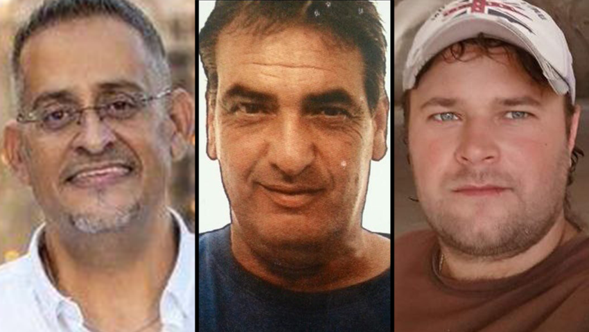 L-R Tamir Avihai, Moshe Ashkenazi, Michal Lodygin killed in terror attack in Ariel 