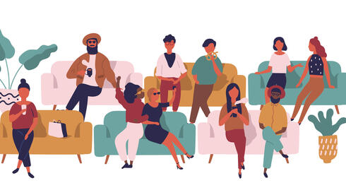 איור אנשים על ספות