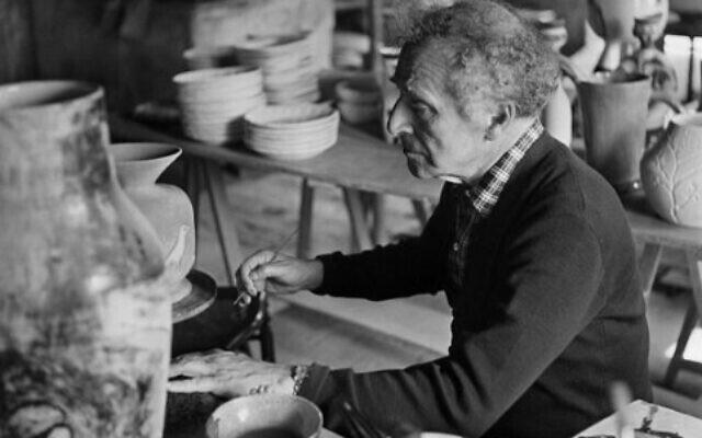Marc Chagall working in his studio in Vallauris, in the south of France, in June 1952 