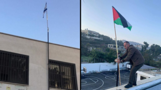דגל פלסטין מוחזר לאחר שהורד ביידי חיילי צה"ל