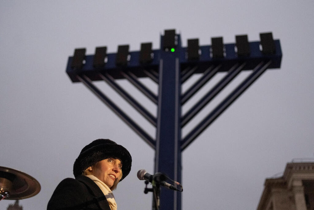 U.S. ambassador to Ukraine Bridget Brink during Hanukah candle lighting in Kyiv 