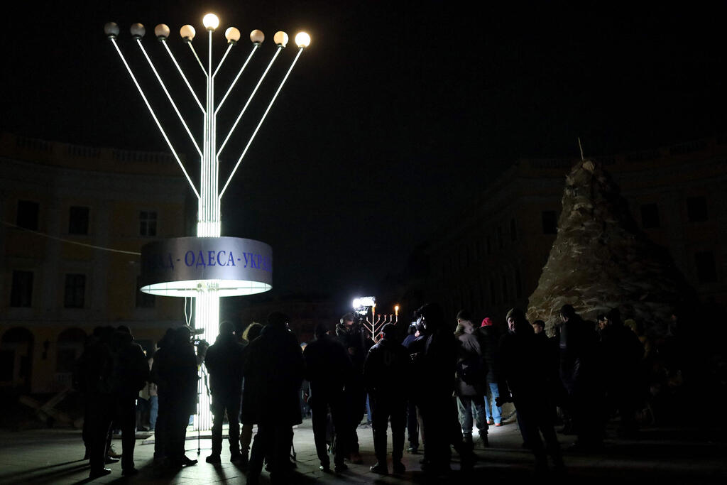 Hanukah candle lighting in Odessa 