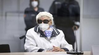 The at this time 96-year-old defendant Irmgard F. sits in the courtroom at the beginning of the trial day in Itzehoe, Germany, Tuesday, Nov. 9, 2021