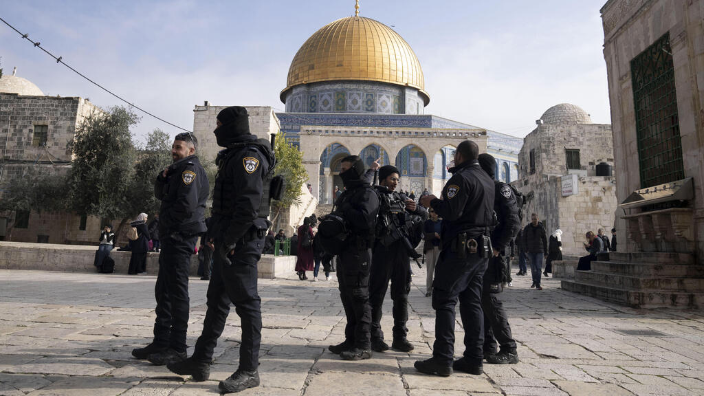 Israeli police secure the Al-Aqsa Mosque compound, known to Muslims as the Noble Sanctuary and to Jews as the Temple Mount, in the Old City of Jerusalem, Tuesday, Jan. 3, 2023
