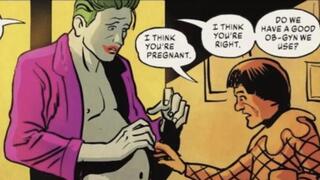 הג'וקר בהיריון. מתוך גיליון 4 של "ג'וקר: האיש שהפסיק לצחוק"