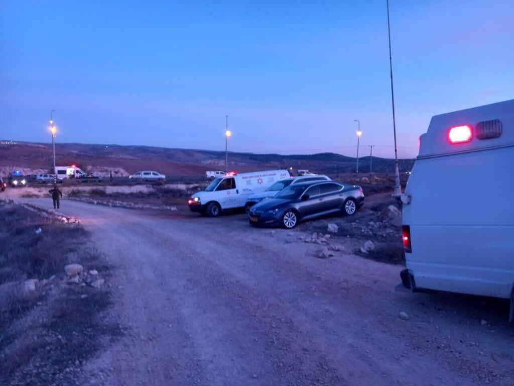 Scene of the attack in south Mount Hebron (Photo: Magen David Adom) זירת הפיגוע בדרום הר חברון