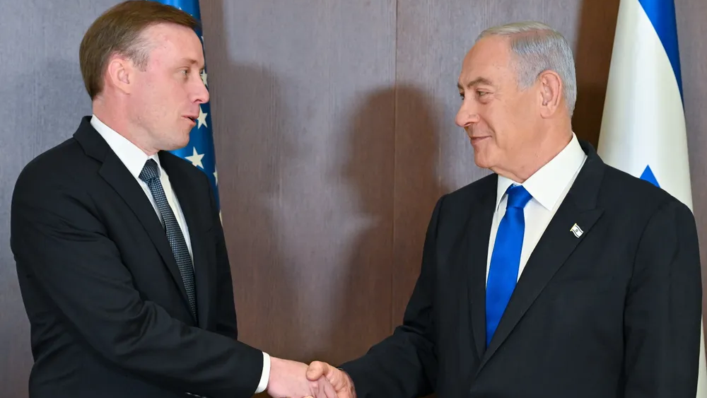 U.S. National Security Adviser Jake Sullivan with Israeli Prime Minister Benjamin Netanyahu in Jerusalem on January 19, 2023 
