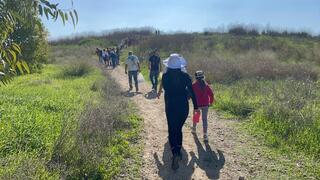 מטיילים בשמורת הטבע עינות גיבתון