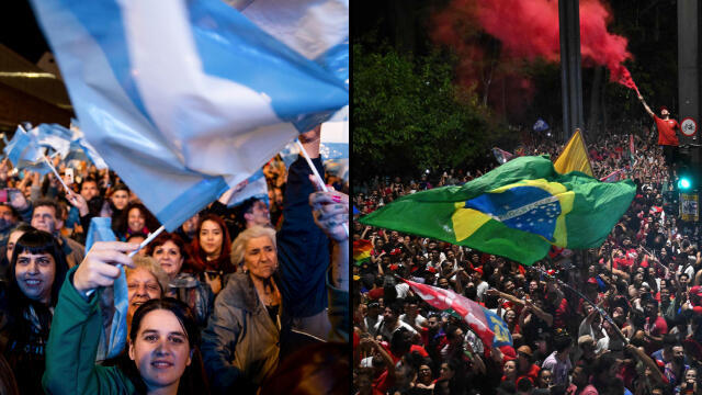 תומכי לולה דה סילבה בברזיל ותומכי אלברטו פרננדס בארגנטינה, אחרי הבחירות
