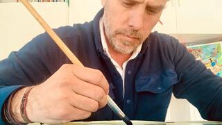  האנטר ביידן בנו של נשיא ארה"ב מצייר ציור ארכיון