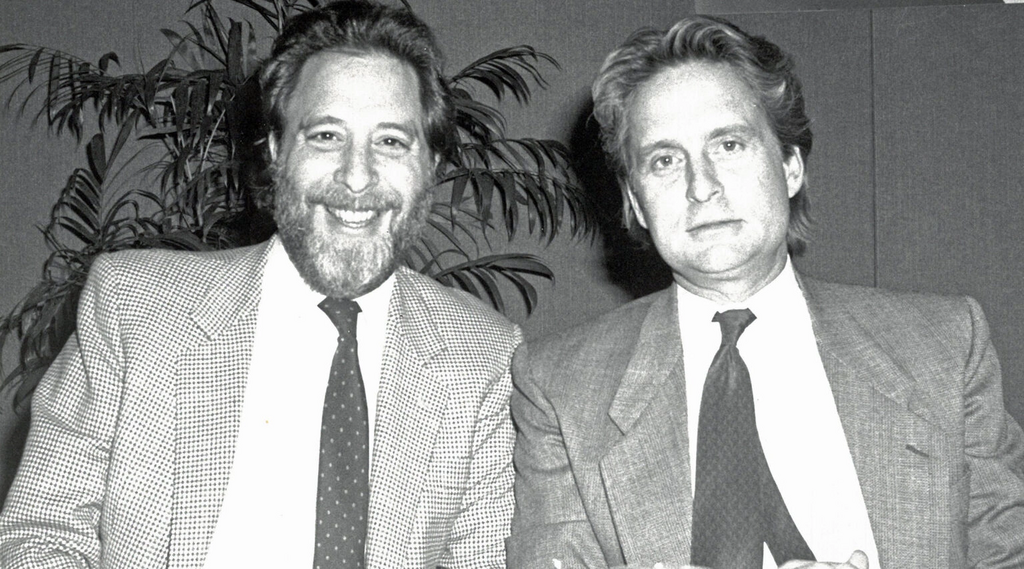 Schlossberg with Jewish star Michael Douglas (Photo: Courtesy of Julian Schlossberg) Schlossberg with Jewish star Michael Douglas