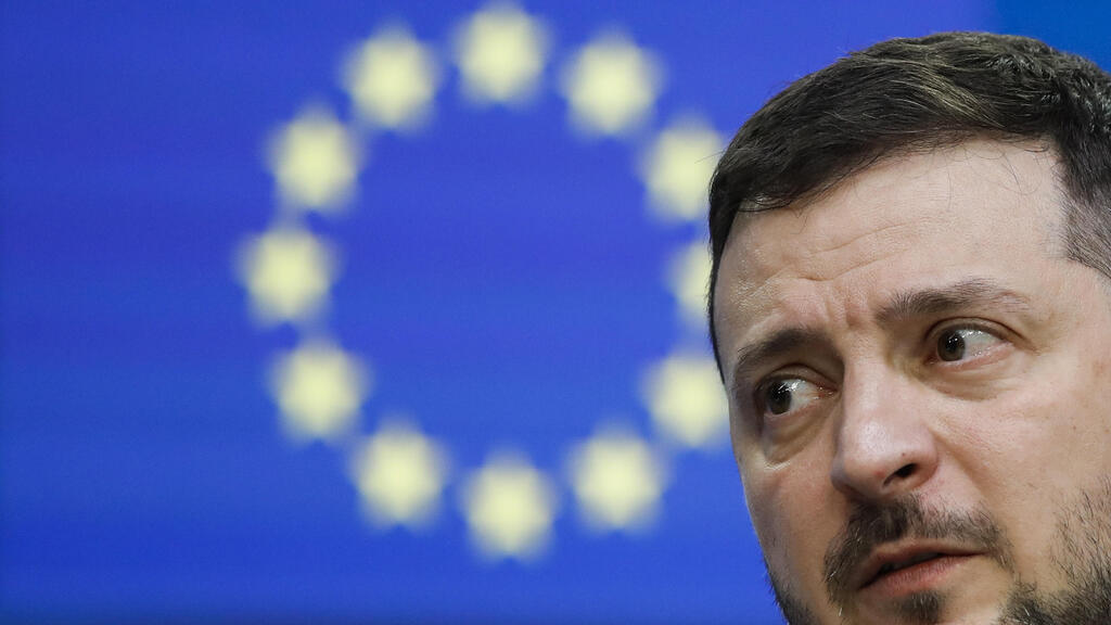 נשיא אוקראינה וולודימיר זלנסקי ב בריסל פגישות האיחוד האירופי
