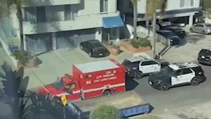 זירת ירי ב לוס אנג'לס ב-15 בפברואר שבו נפצע יהודי שיצא מ בית כנסת ארה"ב