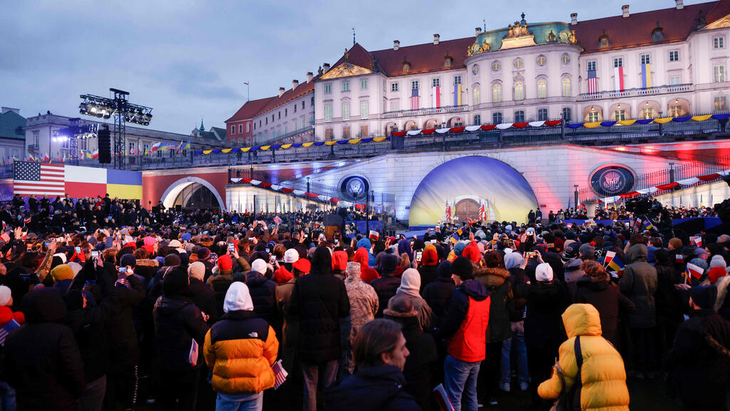 Poland (Photo: AFP) נשיא פולין אנדז'יי דודה נואם ב ורשה לפני נאום ג'ו ביידן