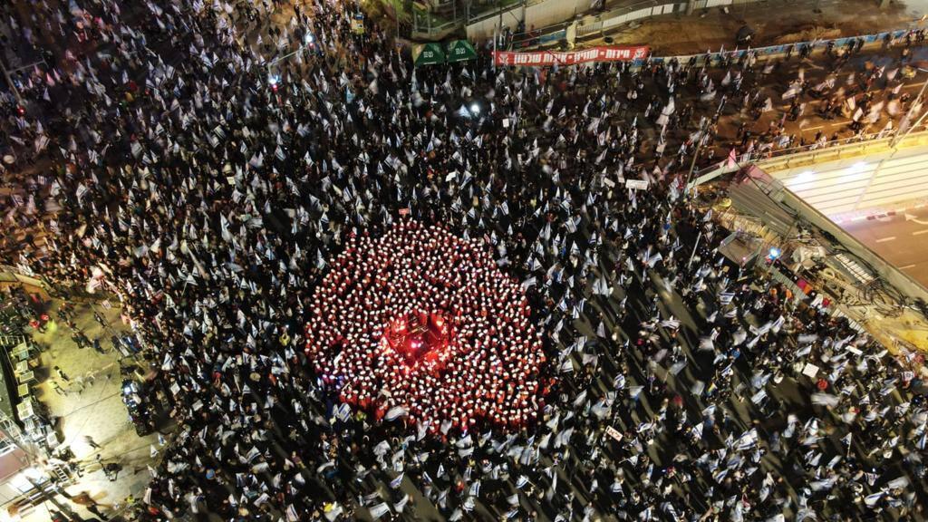 הפגנה נגד המהפכה המשפטית בעיני הרחפן, קפלן, תל אביב