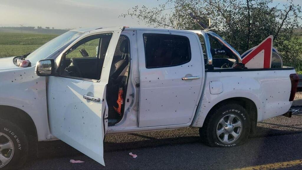 הרכב בזירת הפיצוץ בצומת מגידו