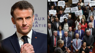 מחאה ב פרלמנט של צרפת הממשלה מעבירה את רפורמת ה פנסיה ללא הצבעה