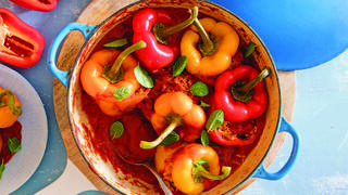 פלפלים במלית אורז וירקות