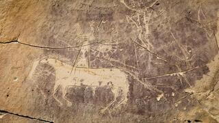 פטרוגליף של סוס ואדם שרוכב עליו מאתר בוויומינג, אשר נחרט בסלע ככל הנראה על ידי אנשי שבט קומאנצ'י