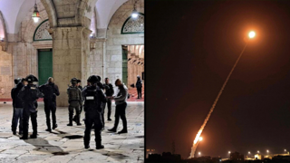 כוחות ביטחון מסגד אל אקצא עימותים שיגור שיגורים רקטה רקטות מ רפיח עזה לישראל שומר החמות