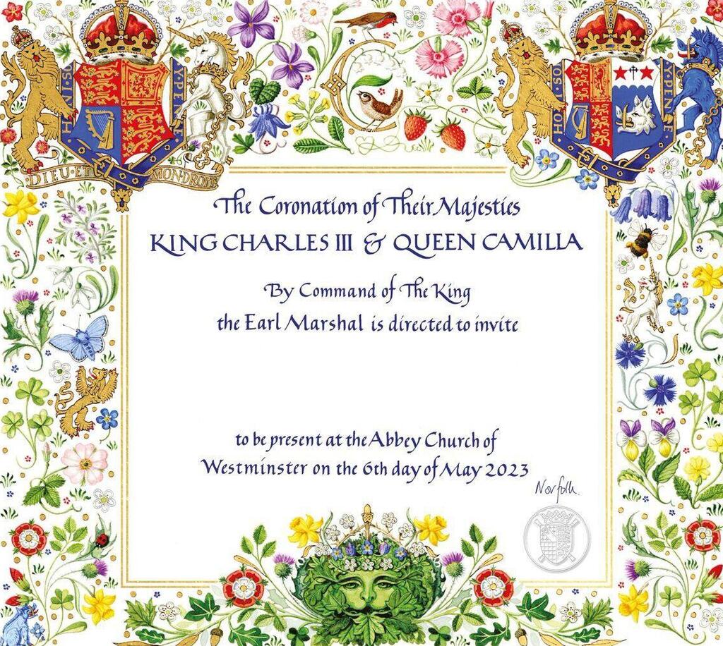 ההזמנה לטקס ההכתרה של המלך צ'רלס