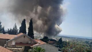 Smoke billowing in Shlomi after rocket attack 