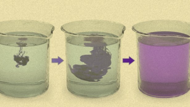 This is what diffusion looks like: the spread of purple dye in a jar of water 