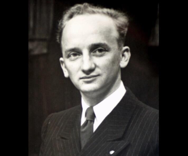 Prosecutor Benjamin Ferencz at the Einsatzgruppen Trial in Nuremberg, which lasted from September 1947 until April 1948 