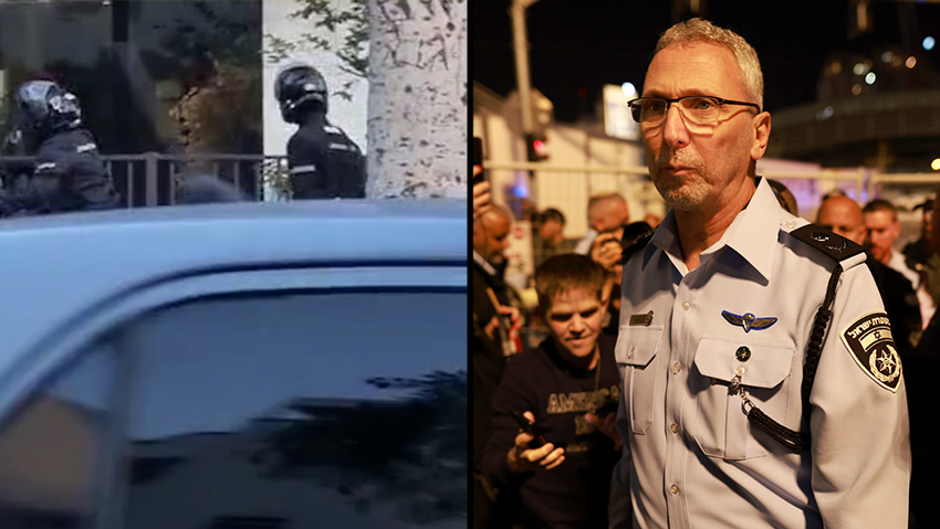 ניצב עמי אשד בהפגנה בקפלן