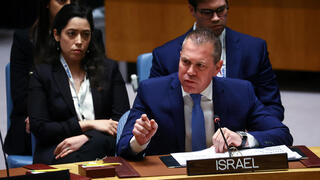 שגריר ישראל באו"ם גלעד ארדן בדיון במועצה של מועצת הביטחון בסוגייה הפלסטינית