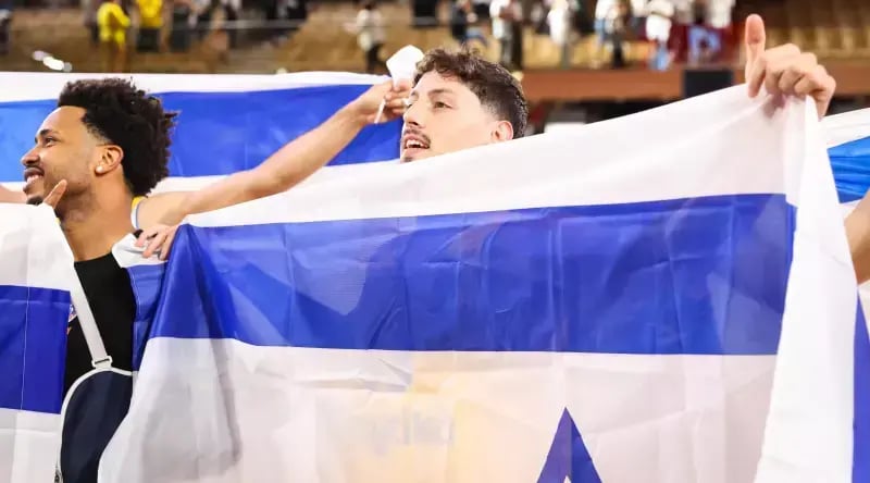 Iftach Ziv with Israeli flag 
