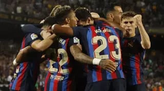 שחקני ברצלונה חוגגים