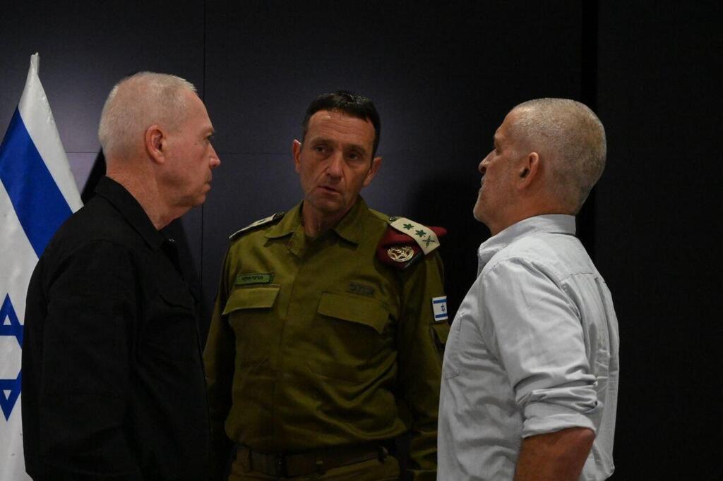Defense Minister Yoav Gallant, IDF Chief of Staff Herzi Halevi and Shin Bet head Ronen Bar 