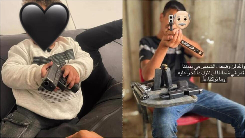 Фото в инстаграме: малыш с пистолетом и мужчина с арсеналом незаконного оружия 