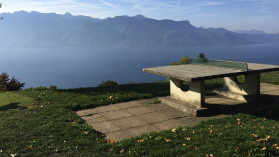 A ping pong table high in the mountains. Altitude directly affects gameplay dynamics, since the reduced air pressure causes the ball to move faster than it would at lower altitudes 