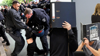 עימותים בין שוטרים למפגיני שמאל ב גרמניה מחוץ לבית המשפט ב דרזדן