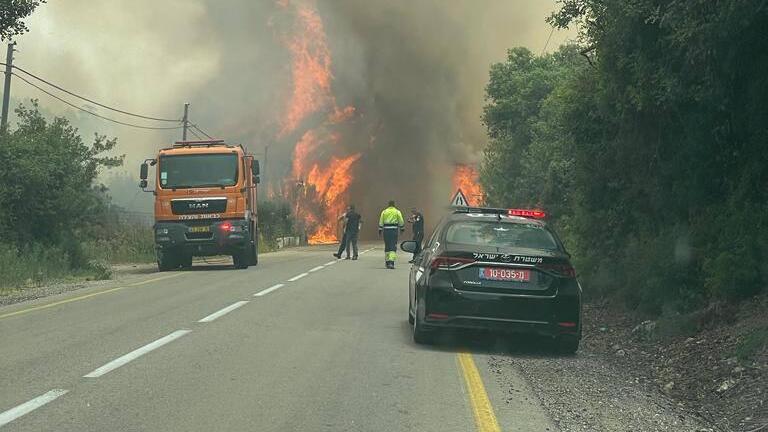 שריפה בצומת כרם מהר"ל