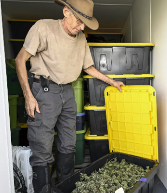 Seth Jacobs talks about his 500 pounds of marijuana he grew on his Slack Hollow farm in Argyle, N.Y., Friday, May 12, 2023 