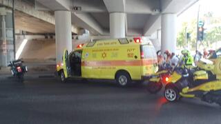 זירת התאונה בדרך קיבוץ גלויות בתל אביב