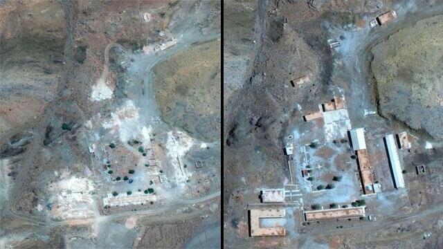 Iran's Marivan nuclear site before and after destruction of areas in it 