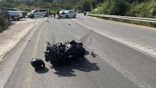 זירת תאונת הדרכים בין אופנוע לרכב בכביש 899, סמוך למושב יערה