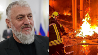 אדם דלימחאנוב חבר פרלמנט ב רוסיה וראש האגף הצ'צ'ני במשמר הלאומי דיווחים שנפגע ב אוקראינהמחסן שנפגע בירי טילים של רוסיה בעיר אודסה אוקראינה 