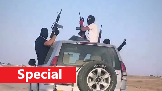 Armed Bedouin wedding convoy in the Negev