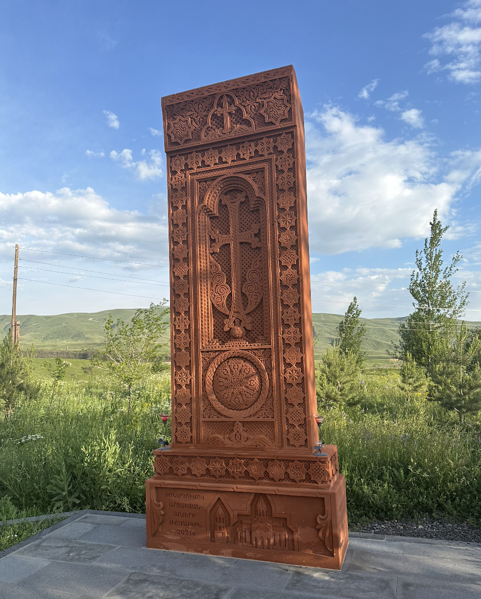 A traditional Armenian khachkar in Jermuk, Armenia