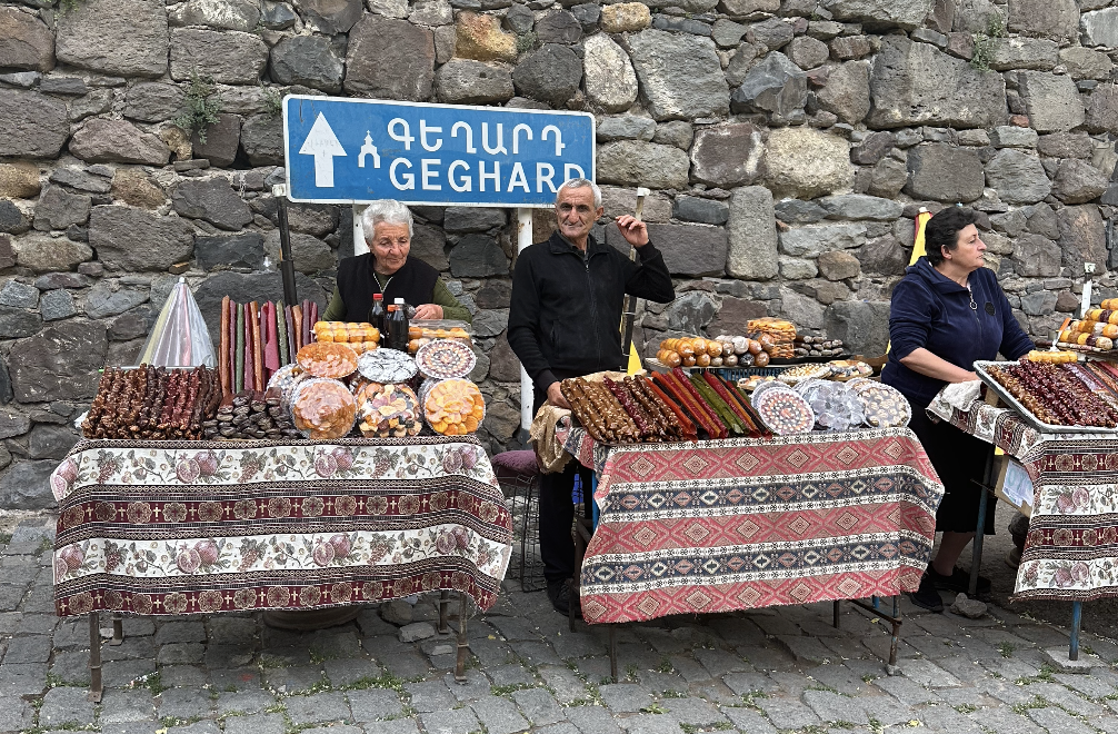 Armenians in Geghard, Armenia