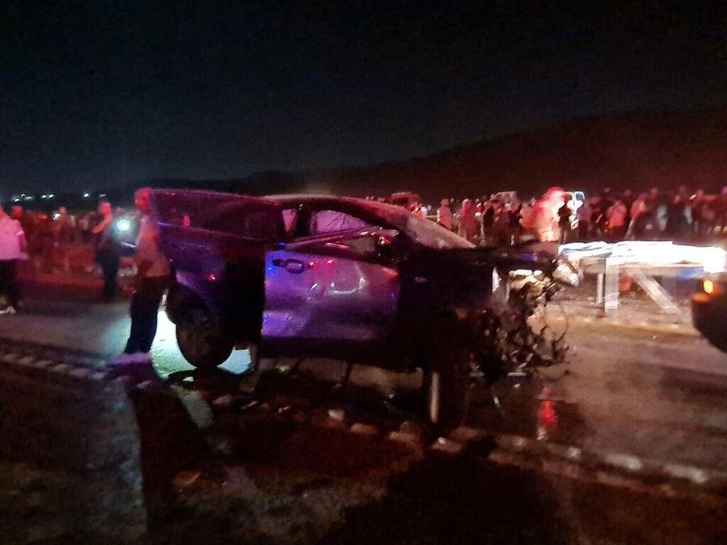 זירת תאונת הדרכים הקשה בכביש 90 בסמוך לעוגא אתחתא