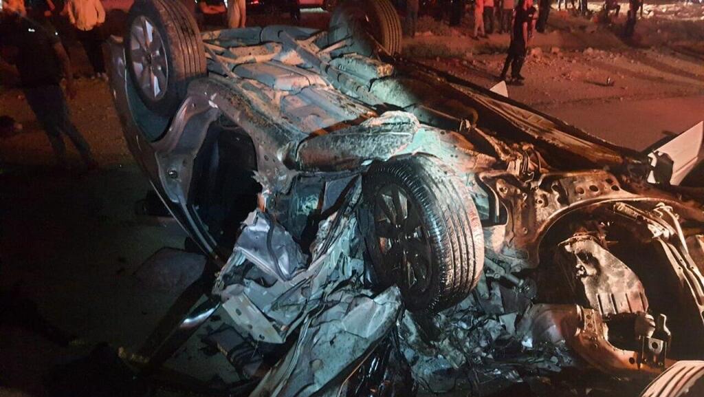 זירת תאונת הדרכים הקשה בכביש 90 בסמוך לעוגא אתחתא