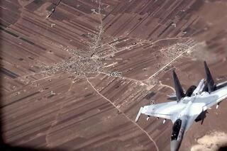 A Russian fighter jet captured on camera by a U.S. drone over Syria 