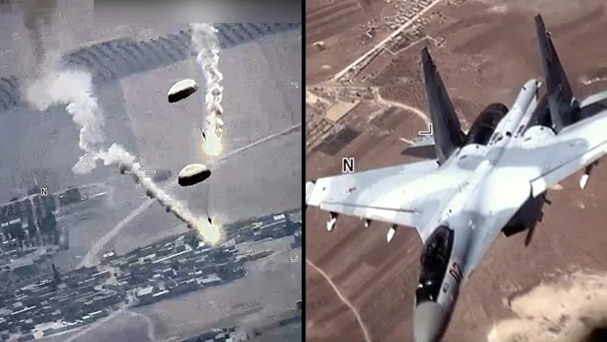 מטוס קרב רוסי מטריד מל"ט אמריקני מדגם ריפר MQ-9 בשמי סוריה ב-5 ביולי