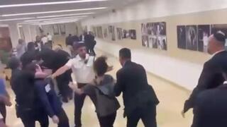 מפגינים במליאת הכנסת נגד חוק עילת הסבירות